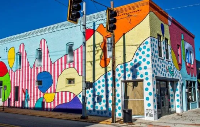 Vibrant urban scene in College Park GA, showcasing the city's dynamic atmosphere and diverse culture.